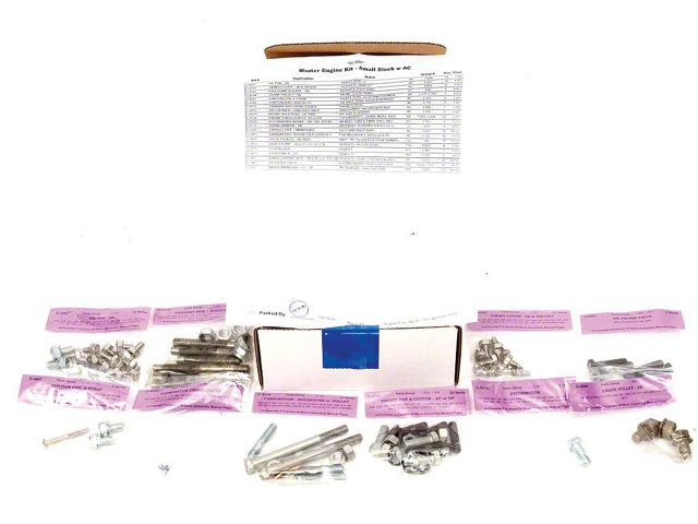 Camaro Master Engine Bolt Kit, 327ci, For Cars With Air Conditioning, 1967-68