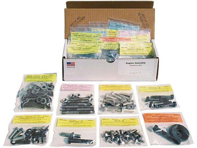Camaro Master Engine Bolt Kit, 327ci, For Cars Without Air Conditioning, 1967-68
