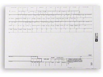 Camaro New Vehicle Factory Build Sheet, 1977