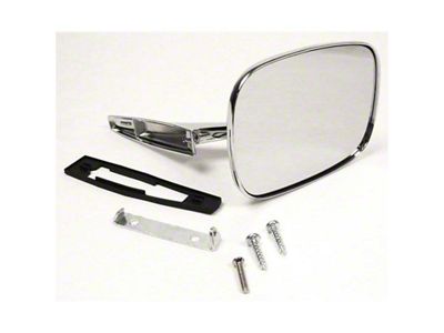 Non-Remote Door Mirror with Ribbed Base; Driver Side (68-69 Camaro)