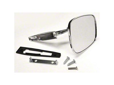 Non-Remote Door Mirror with Ribbed Base; Passenger Side (68-69 Camaro)