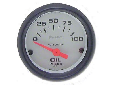 Auto Meter Phantom Series 2-1/16-Inch Oil Pressure Gauge; 0-100 PSI