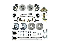 The Right Stuff Detailing Performance Series 4-Wheel Power Disc Brake Conversion Kit with Original Brake Booster/Master Cylinder; Black Calipers (68-69 Camaro w/ Staggered Shocks)