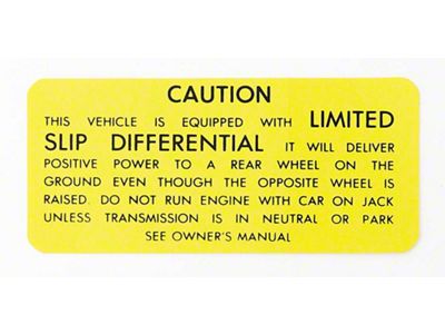 Posi-Traction Warning Trunk Decal,67-70Canada Limited Strip