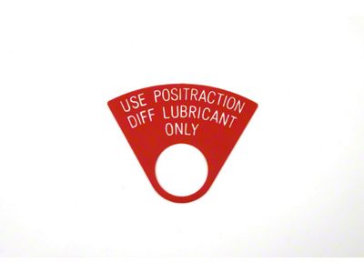 Camaro Positraction Differential Lubricant Tag, 1967