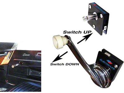 Camaro Power Window Switch, Crank Handle, 1-5/16 Deep Shaft