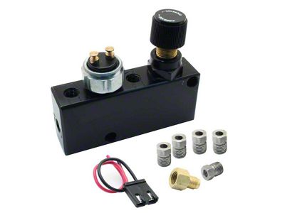 Camaro Proportioning Valve, Adjustable With Brake Light Switch, Black, 1967-2013