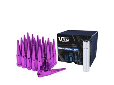 Purple Spike Lug Nuts; M12x1.5; Set of 24 (82-92 Camaro)
