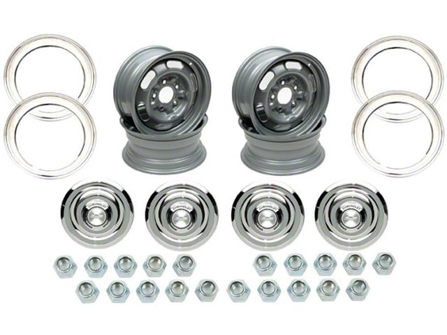 Camaro Rally Wheel Kit, 14 x 7, Complete, For Cars With Disc Brakes, 1967