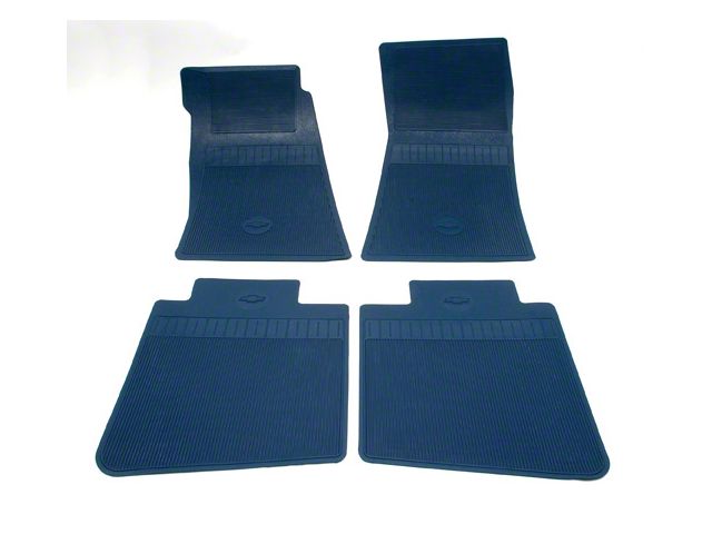 Camaro Rubber Floor Mats, Bowtie Logo, Dark Blue, Show Correct, 1969