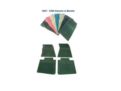 Camaro Rubber Floor Mats, Bowtie Logo, Dark Green, Show Correct, 1969