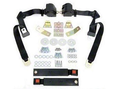 Camaro Shoulder Harness/Seat Belt Kit, 3-Point Retractable,With Black Buckle, 1967-1973