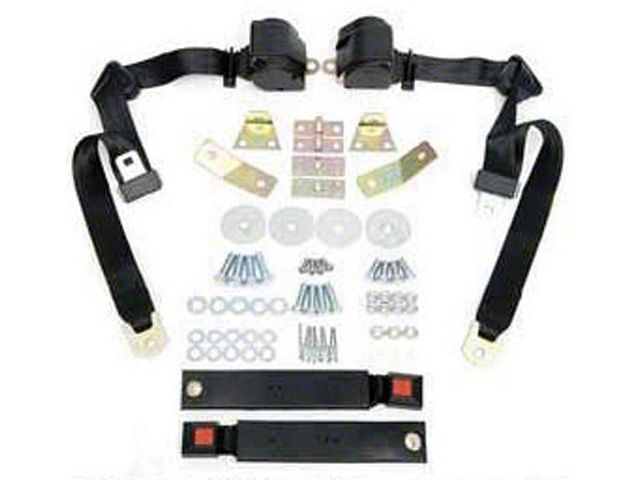 Camaro Shoulder Harness/Seat Belt Kit, 3-Point Retractable,With Black Buckle, 1967-1973