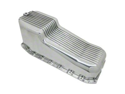Small Block Chevy Stock Capacity Oil Pan; Polished Retro Finned (80-85 Small Block V8 Camaro)
