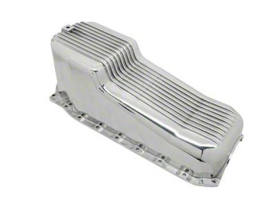 Small Block Chevy Stock Capacity Oil Pan; Polished Retro Finned (86-92 Small Block V8 Camaro)