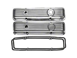 Small Block LT1 Style Valve Covers; Polished Aluminum (67-82 Small Block V8 Camaro)