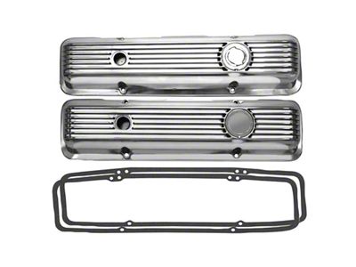 Small Block LT1 Style Valve Covers; Polished Aluminum (67-82 Small Block V8 Camaro)