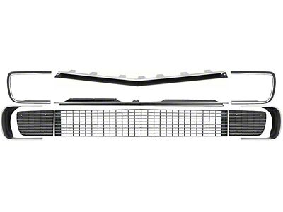 Stage 3 Grille Kit; Black and Chrome (67-68 Camaro RS)