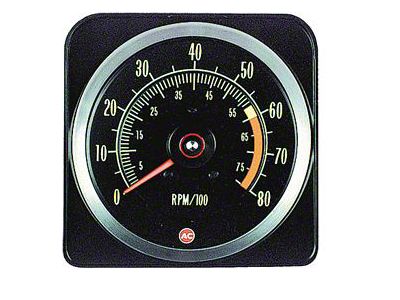 Camaro Tachometer, 6000 RPM Redline, 1969Late