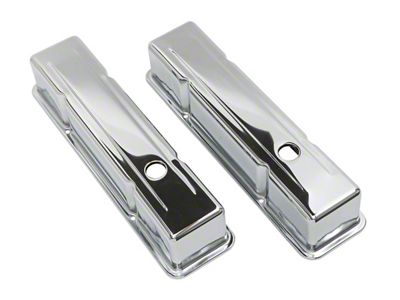 Tall Valve Covers; Chrome (67-86 Small Block V8 Camaro)