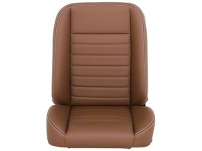 TMI Cruiser Collection Classic Bucket Seats; Saddle Brown Vinyl with White Stitching (Universal; Some Adaptation May Be Required)