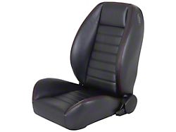 TMI Cruiser Collection Low Back Bucket Seats; Black Madrid Vinyl with White Stitching (Universal; Some Adaptation May Be Required)