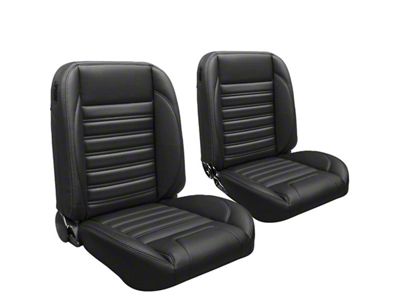 TMI Pro-Classic Universal Sport Low Back Seats; Black Madrid Vinyl with Black Stitching (Universal; Some Adaptation May Be Required)