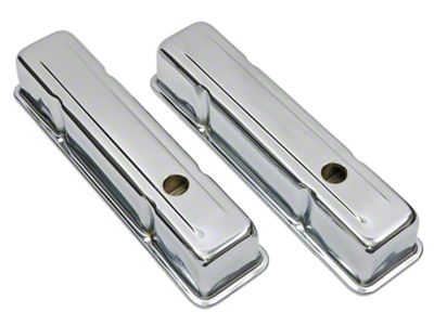 Traditional Style Tall Valve Covers with Baffles; Chrome (67-86 Small Block V8 Camaro)