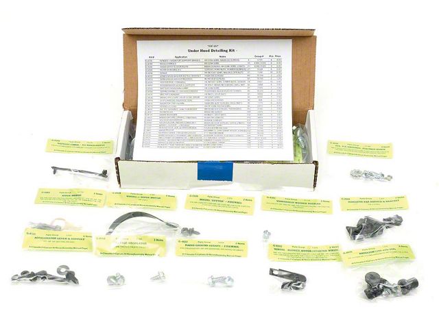Camaro Underhood Detailing Hardware Kit, For Cars With Standard Trim Non-Rally Sport , 1969