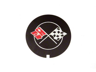 Camaro Valve Cover Crossed Flag Emblem, Z28, Finned Aluminum, GM, 1969-1974 (Z/28 Coupe)