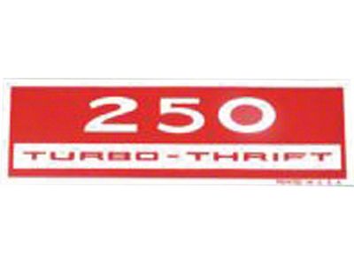 Camaro Valve Cover Decal, 250 Turbo Thrift, 1967-1969