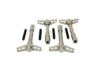 Camaro Valve Cover Wing Bolt Set, Small & Big Block, BowtieStamped, Chrome, 1967-85