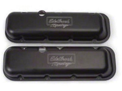 Camaro Valve Covers, Big Block, Black, Short Design, VictorSeries, Edelbrock, 1970-1995