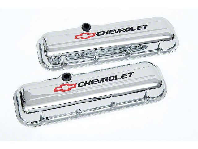 Camaro Valve Covers, Big Block, Short Design, With Baffle, Chevrolet Script & Bowtie Logo, 1967-1969