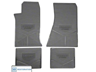Vintage Rubber Style Floor Mats with Block Letters and Rally Sport Logo (85-92 Camaro)