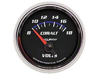 Auto Meter Cobalt Series 2-1/16-Inch Voltmeter Gauge; 8-18V
