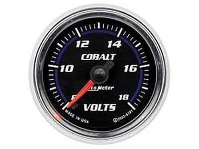Auto Meter Cobalt Series 2-1/16-Inch Voltmeter Gauge; 8-18V