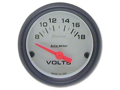 Auto Meter Phantom Series 2-1/16-Inch Voltmeter Gauge; 8-18V
