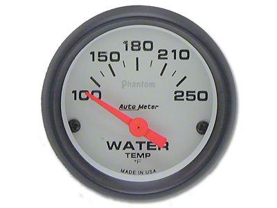 Auto Meter Phantom Series 2-1/16-Inch Water Temperature Gauge; 100-250 Fahrenheit