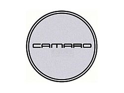 Camaro Wheel Center Cap Emblem, Black Logo, Silver Background, 1967-2002