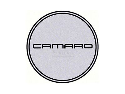 Camaro Wheel Center Cap Emblem, Black Logo, Silver Background, 1967-2002