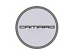 Camaro Wheel Center Cap Emblem, Black Logo, Silver Background, 1967-2002