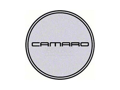 Camaro Wheel Center Cap Emblem, Black Logo, Silver Background, 1967-2002