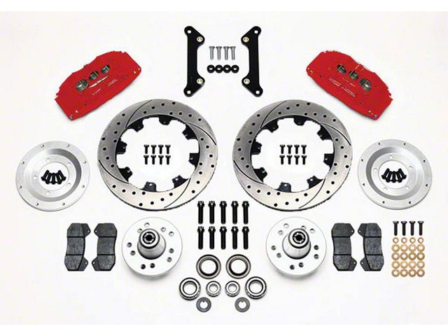 Camaro Wilwood Front Disc Brake Kit, 6-piston Red Calipers,Drilled & Slotted Rotors, 1970-1978