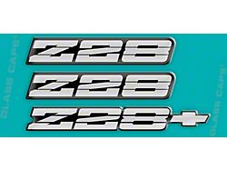 Z28 Rocker/Rear Bumper Domed Decal Emblem Kit; Silver (91-92 Camaro)