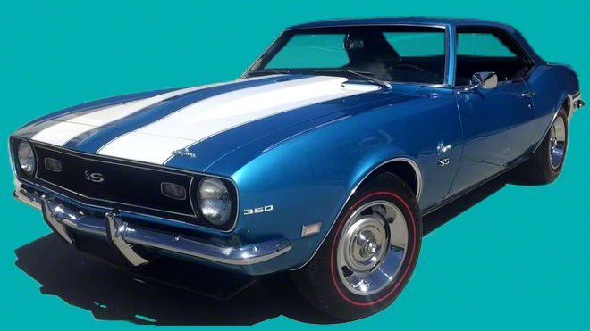 ジャケット・アウター 68CAMARO Ecklers Z28 Stripe Kit; Black (67-68 Camaro w/ Cowl Induction Hood)