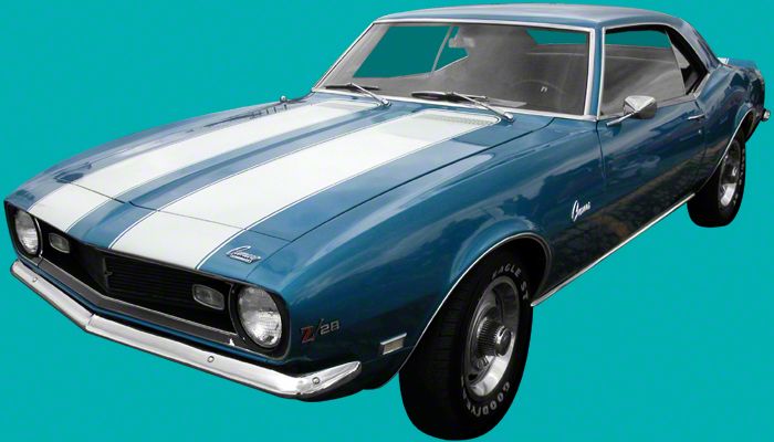 Ecklers Z28 Stripe Kit; White (67-68 Camaro w/ Cowl