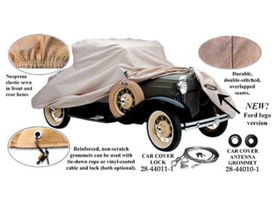 Car Cover, Poly-Cotton, With Ford Oval FD-24 Logo, Coupe,1928-1931