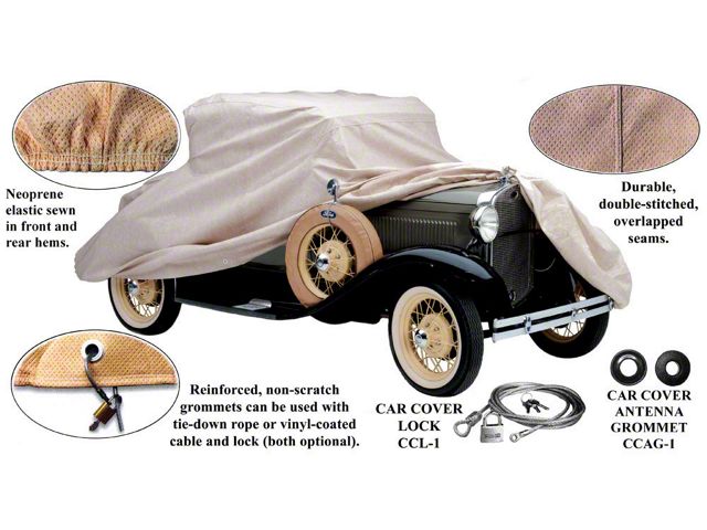 Car Cover, Poly-Cotton, With Logo, Deluxe Delivery Sedan With Visor, 1928-1931