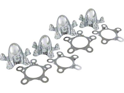 Center Cap Set Of Two, Spider Style, Chrome Plated Zinc Diecast, 5 x 4-1/2 Bolt Circle